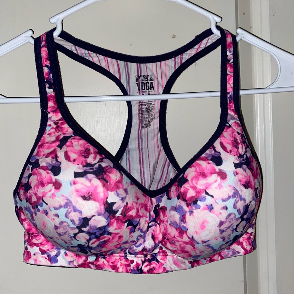 PINK YOGA floral sports bra